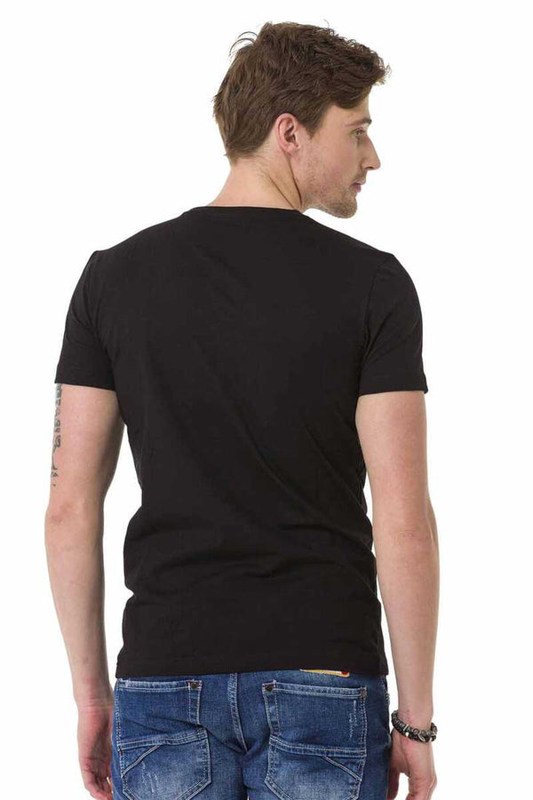 Cipo & Baxx CT670 Stone Badge Logo Men's T-Shirt BLACK