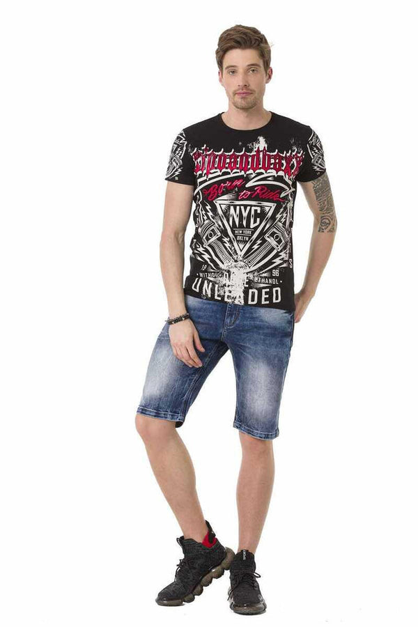 Cipo & Baxx CT681 Pistons Printed Men's T-Shirt BLACK