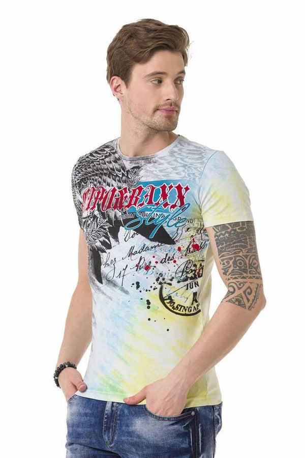 Cipo & Baxx CT684 Eagle Patterned Skull Colored T-Shirt BLUE