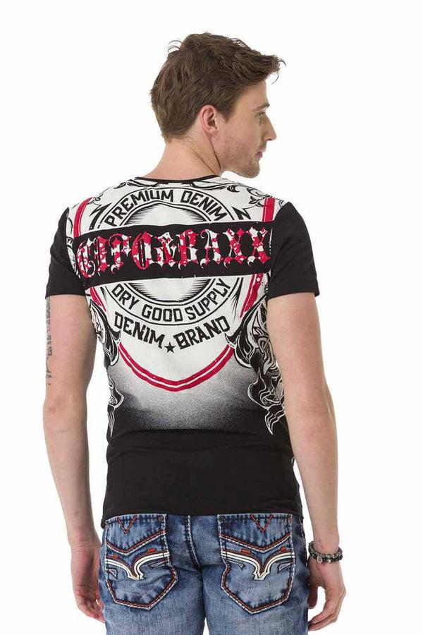 Cipo & Baxx CT690 Patterned O Neck Men's T-Shirt BLACK