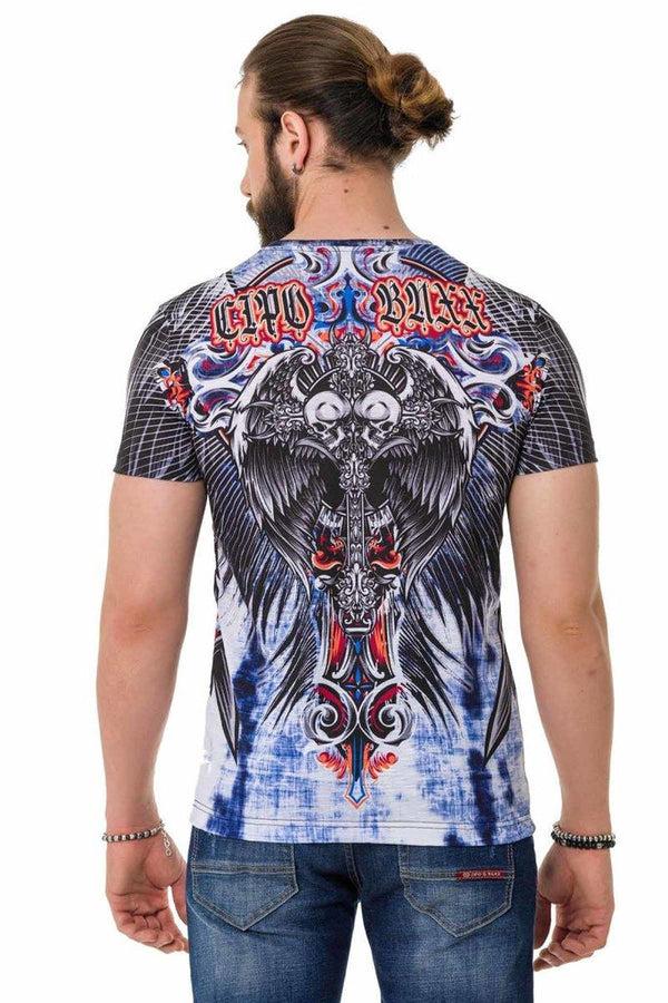 Cipo & Baxx CT710 Laser Printed Patterned T-Shirt BLUE