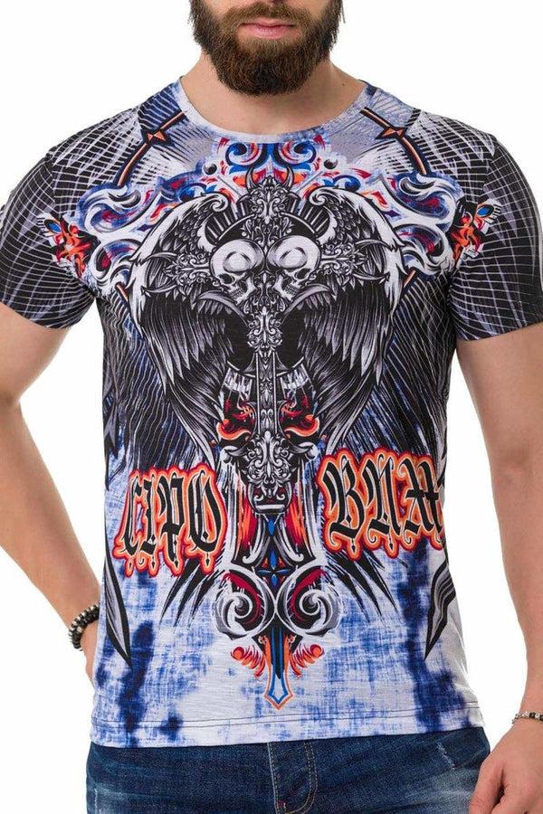 Cipo & Baxx CT710 Laser Printed Patterned T-Shirt BLUE