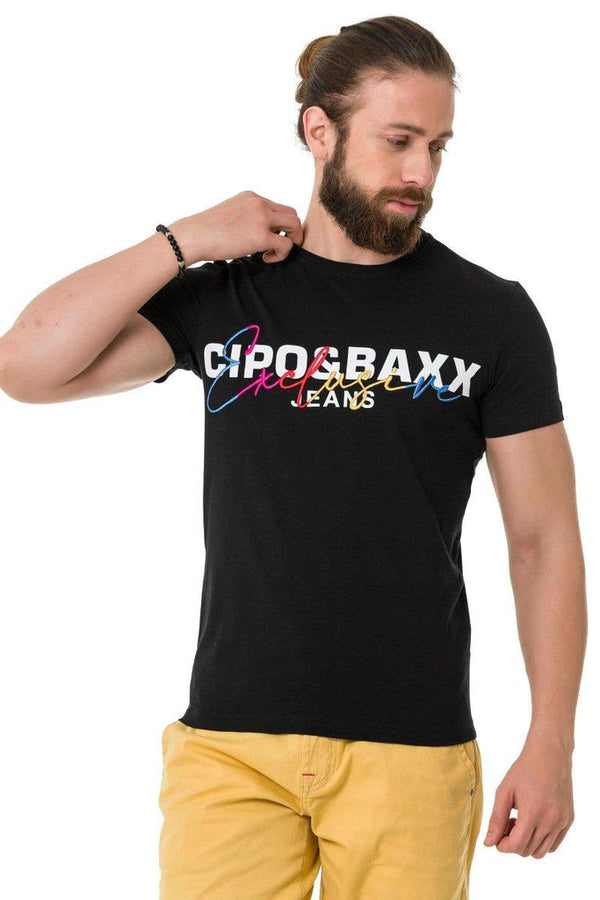 Cipo & Baxx CT712 Embroidered Text Basic T-Shirt BLACK