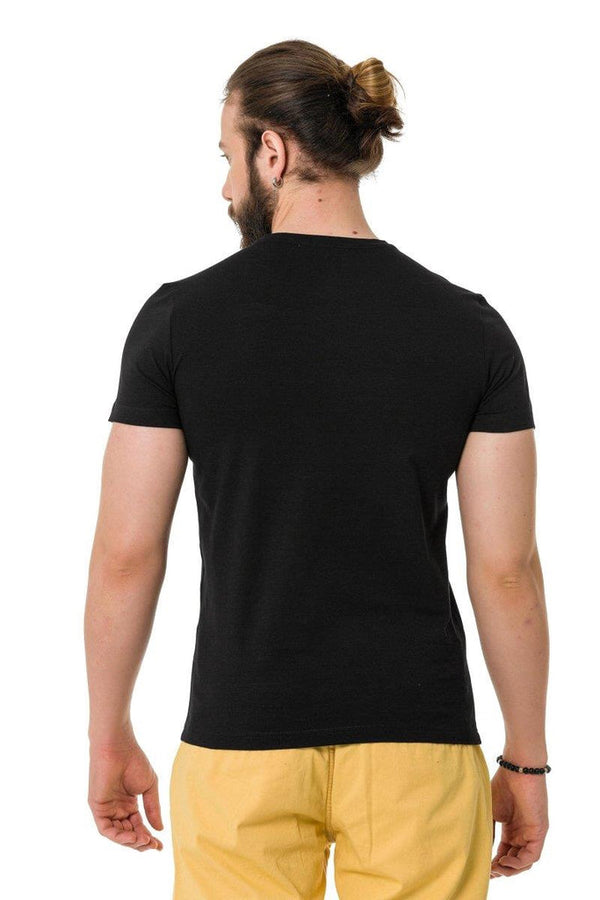 Cipo & Baxx CT712 Embroidered Text Basic T-Shirt BLACK