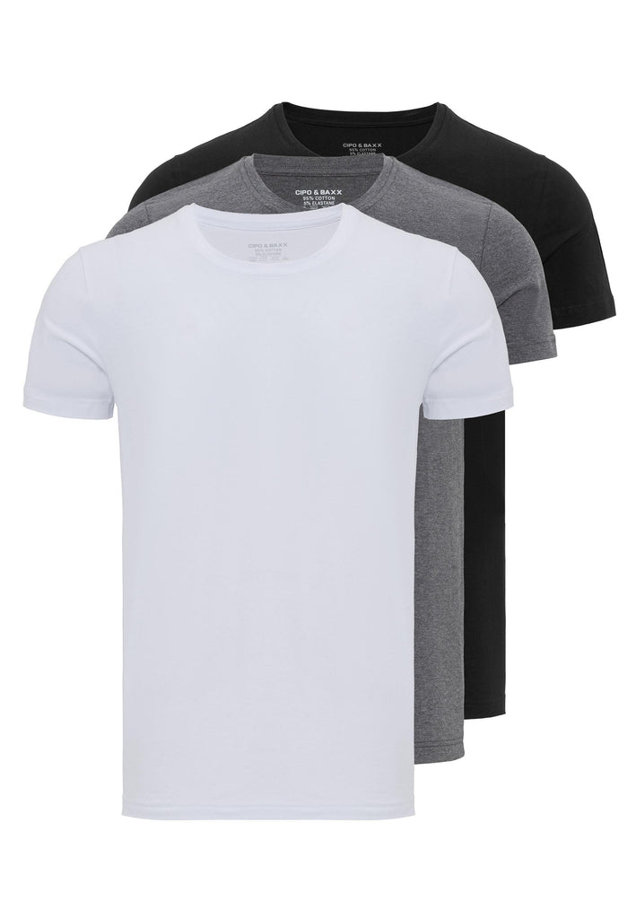 cipo & baxx CU115 Basic T-Shirt (comes in 3 Pieces.) BLACK-WHITE-ANTHRACITE