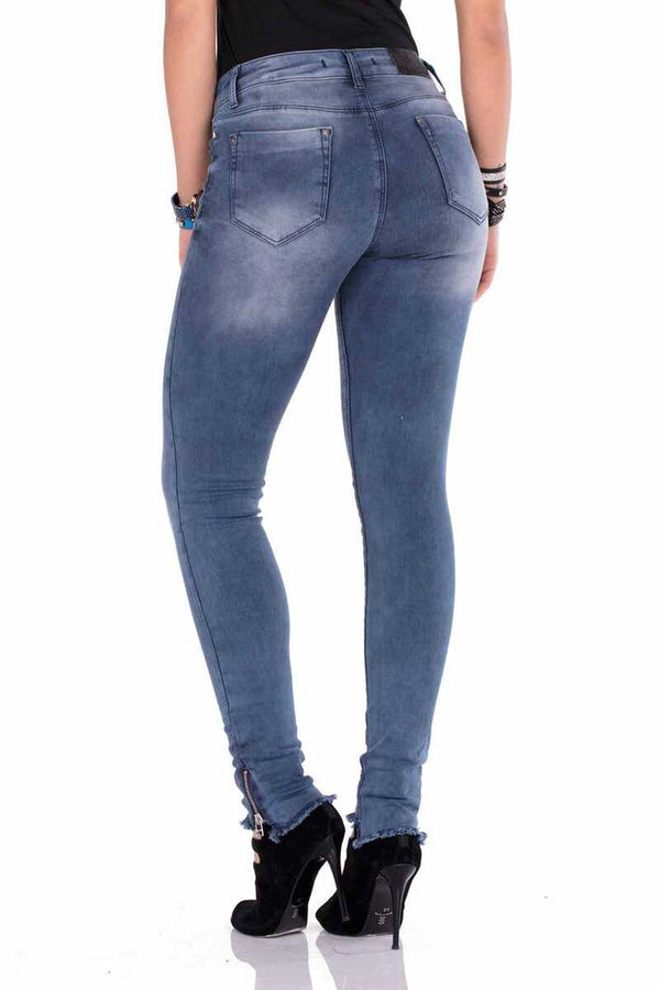 Cipo & Baxx WD355 Slim Fit Women's Jean Trousers With Zippered Legs BLUE
