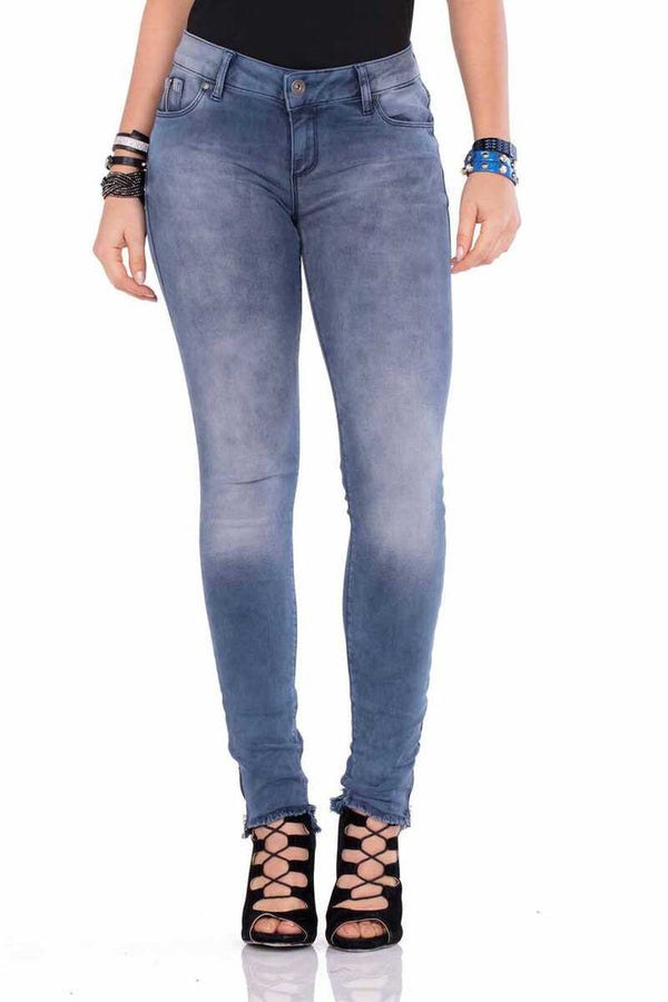 Cipo & Baxx WD355 Slim Fit Women's Jean Trousers With Zippered Legs BLUE