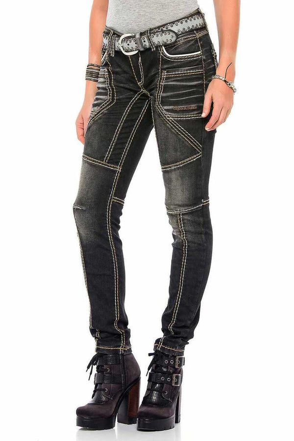 Cipo & Baxx WD382 Slim Fit Women's Jean Trousers BLACK