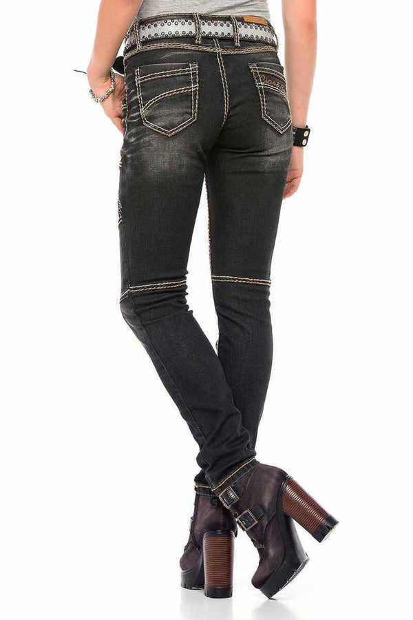 Cipo & Baxx WD382 Slim Fit Women's Jean Trousers BLACK