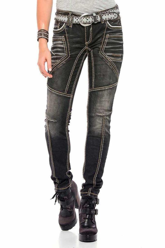 cipo & baxx WD382 Slim Fit Women's Jean Trousers BLACK