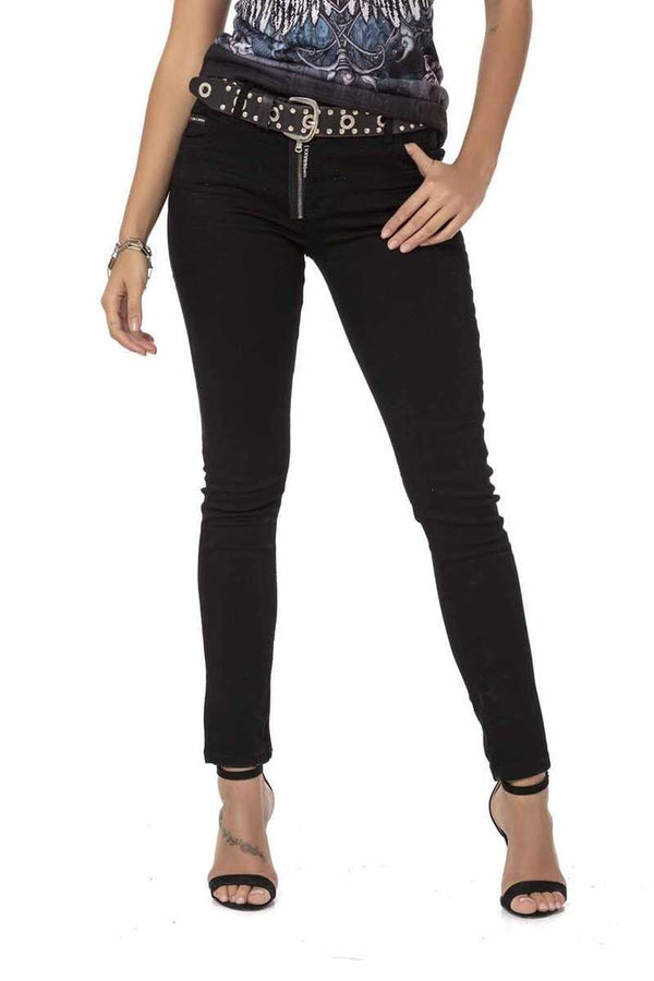 Cipo & Baxx WD444 Women's Black Mom Jean Trousers BLACK