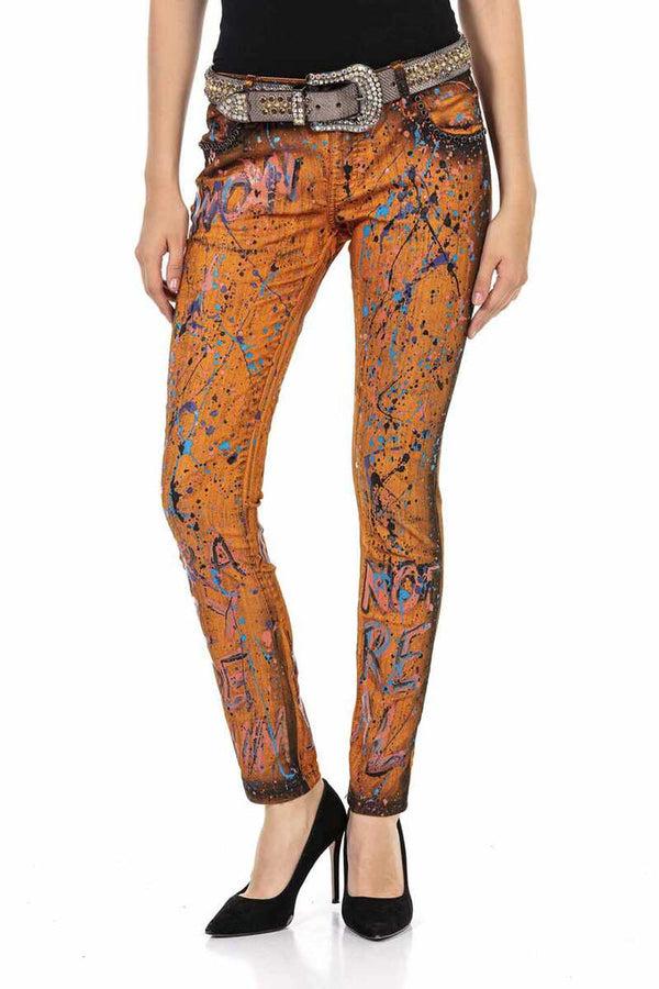 Cipo & Baxx WD445 Orange Slim Fit Women's Jean Trousers ORANGE