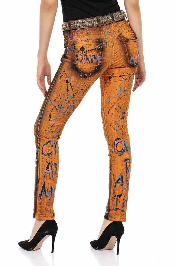 Cipo & Baxx WD445 Orange Slim Fit Women's Jean Trousers ORANGE
