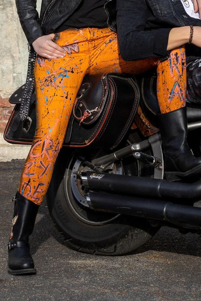 cipo & baxx WD445 Orange Slim Fit Women's Jean Trousers ORANGE