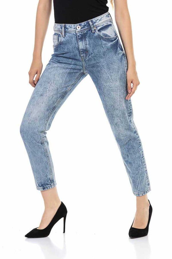 Cipo & Baxx WD454 High Waist Women's Jean Trousers ICEBLUE