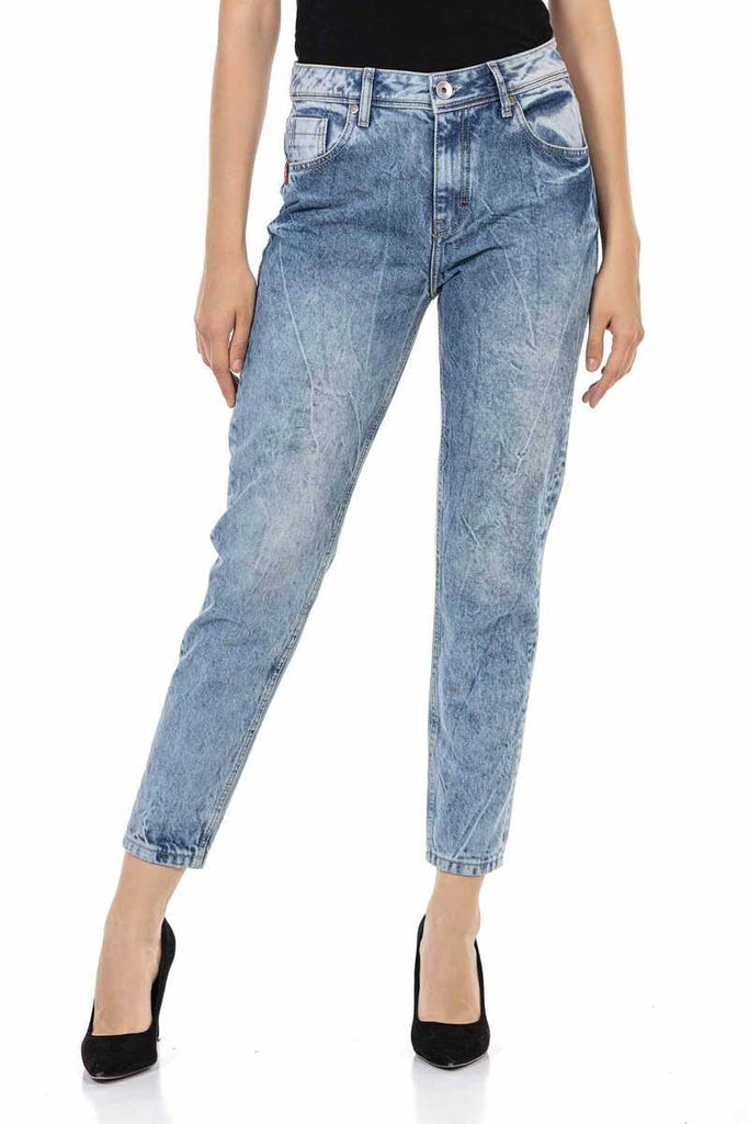 cipo & baxx WD454 High Waist Women's Jean Trousers ICEBLUE