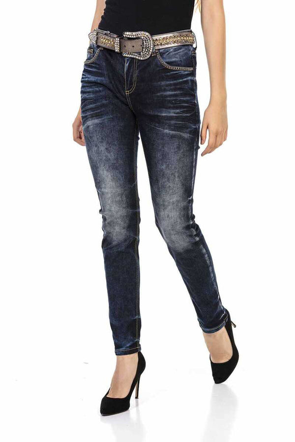 Cipo & Baxx WD465 Navy Blue Women's Jean Trousers BLUE