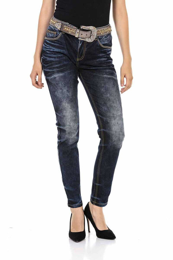 Cipo & Baxx WD465 Navy Blue Women's Jean Trousers BLUE
