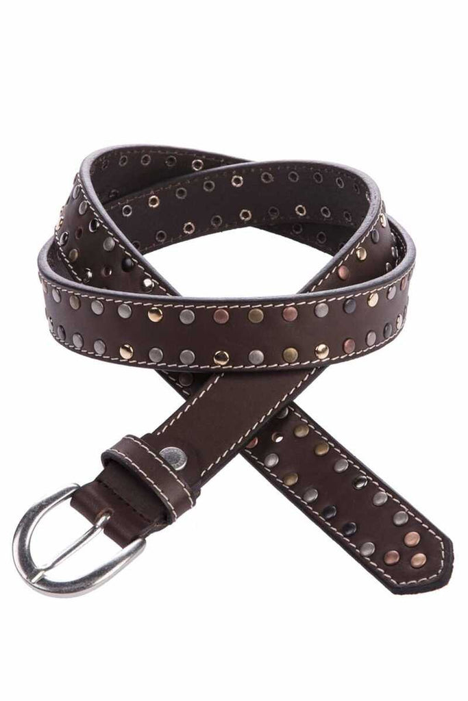 cipo & baxx WG104 Women's Belt Metal Embroidered Genuine Leather BROWN