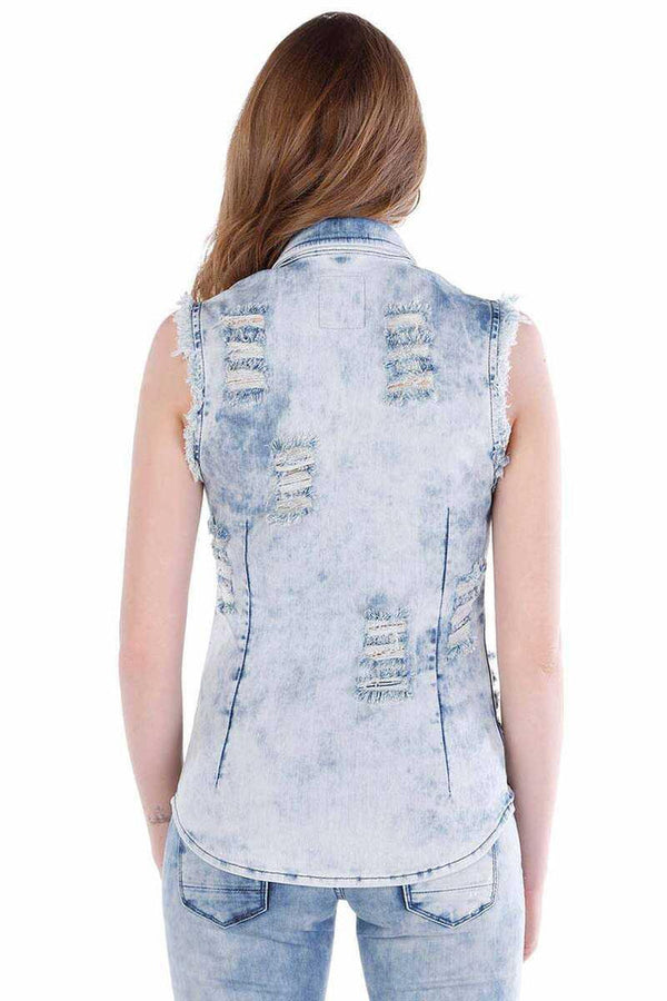 Cipo & Baxx WH103 Women's Ice Blue Vintage Women's Vest ICEBLUE