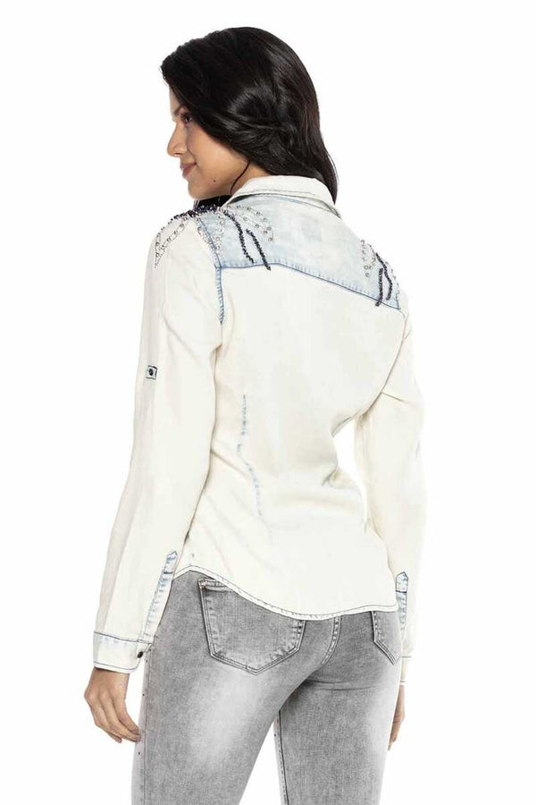 Cipo & Baxx WH115 Women's Ice Blue Jean Shirt ICEBLUE