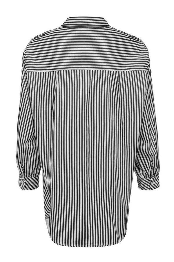Cipo & Baxx WH122 Striped Oversize Women's Shirt BLACK