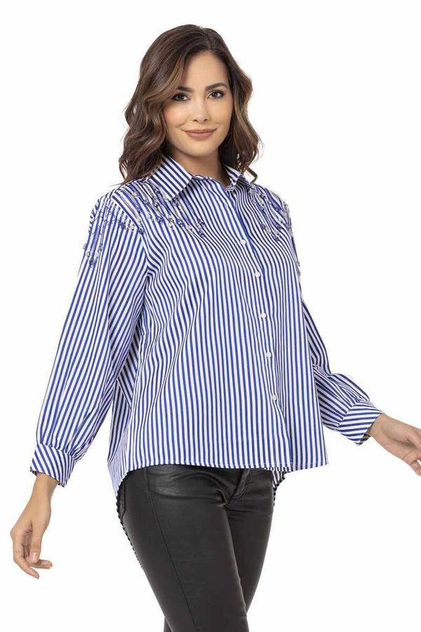 Cipo & Baxx WH122 Striped Oversize Women's Shirt BLACK