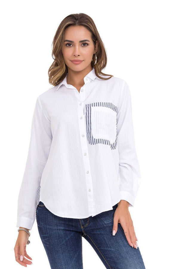 Cipo & Baxx WH128 Women's Shirt With Back Detail WHITE