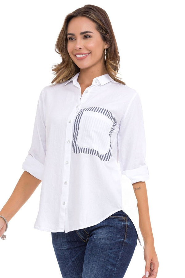 Cipo & Baxx WH128 Women's Shirt With Back Detail WHITE