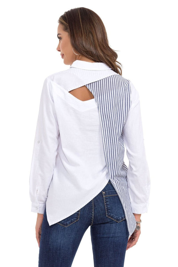 Cipo & Baxx WH128 Women's Shirt With Back Detail WHITE