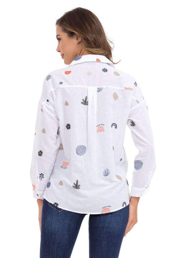 Cipo & Baxx WH130 Women's Shirt With Embroidery Detail STONE