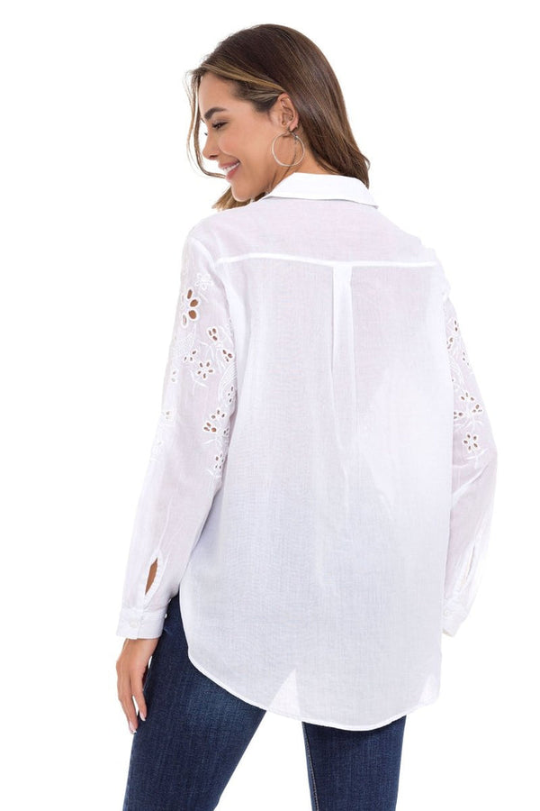 Cipo & Baxx WH131 Floral Detailed Women's Shirt WHITE