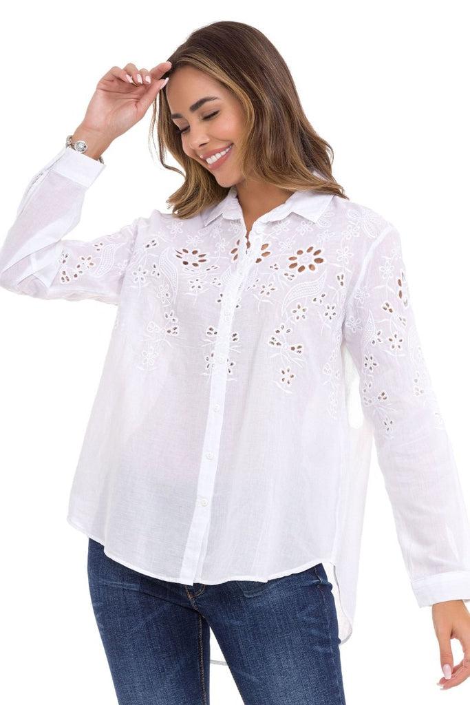 cipo & baxx WH131 Floral Detailed Women's Shirt WHITE