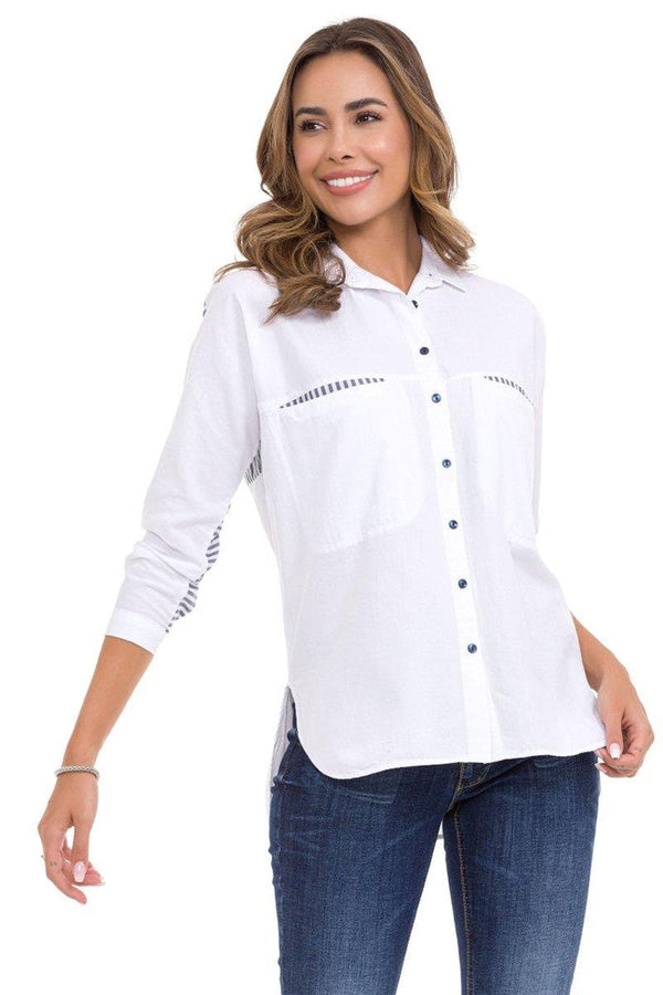 Cipo & Baxx WH133 Women's Shirt With Back Detail WHITE
