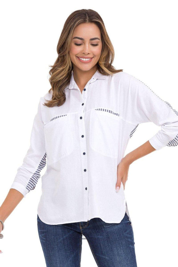 Cipo & Baxx WH133 Women's Shirt With Back Detail WHITE