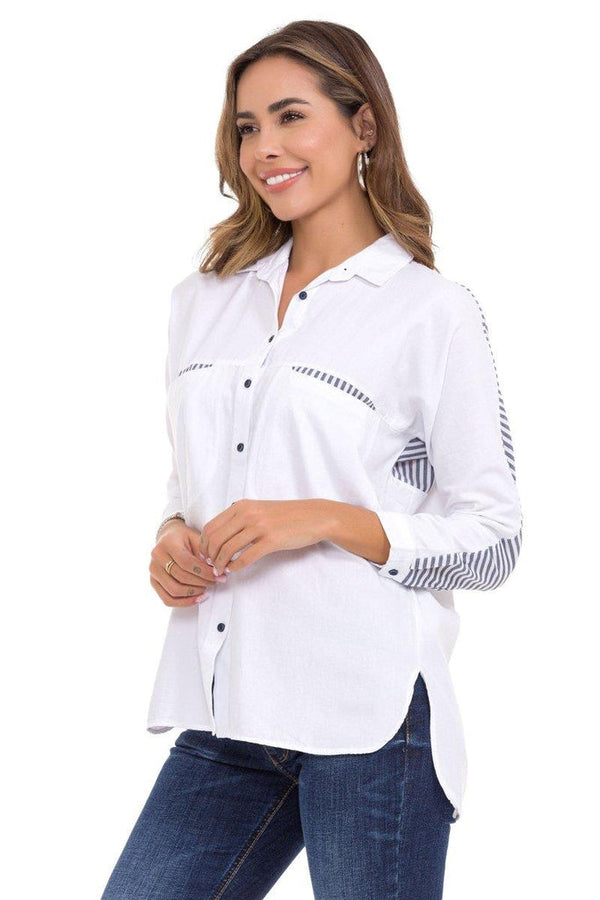 Cipo & Baxx WH133 Women's Shirt With Back Detail WHITE