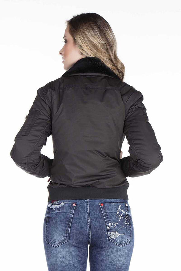 Cipo & Baxx WJ141 Women's Removable Kurdish Collar Coat BLACK