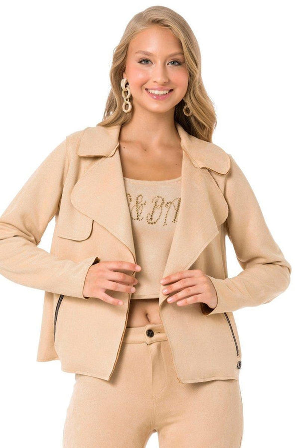 Cipo & Baxx WJ202 Suede Sand Color Sports Jacket STONE