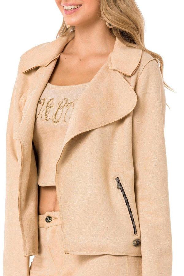 Cipo & Baxx WJ202 Suede Sand Color Sports Jacket STONE