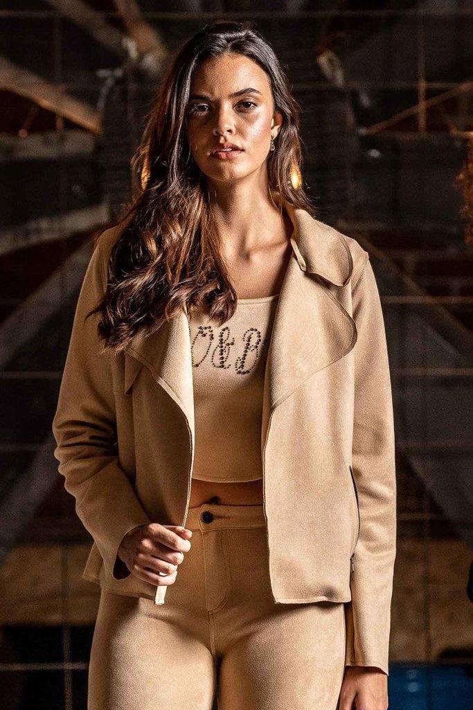 cipo & baxx WJ202 Suede Sand Color Sports Jacket STONE