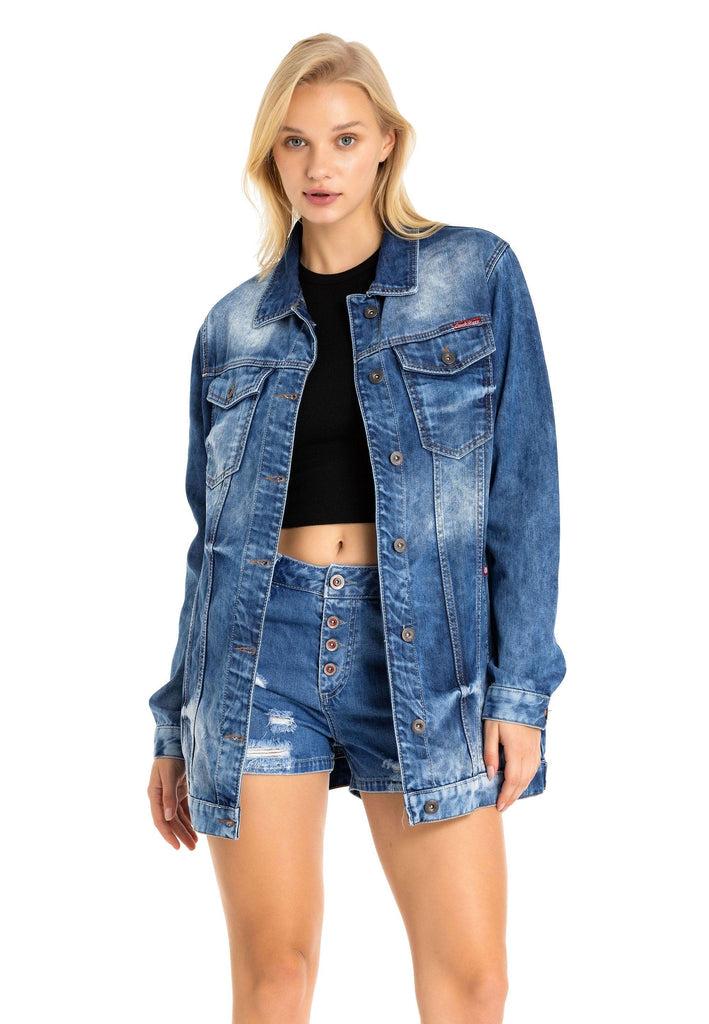 cipo & baxx WJ211 Oversize Women's Denim Jacket BEIGE