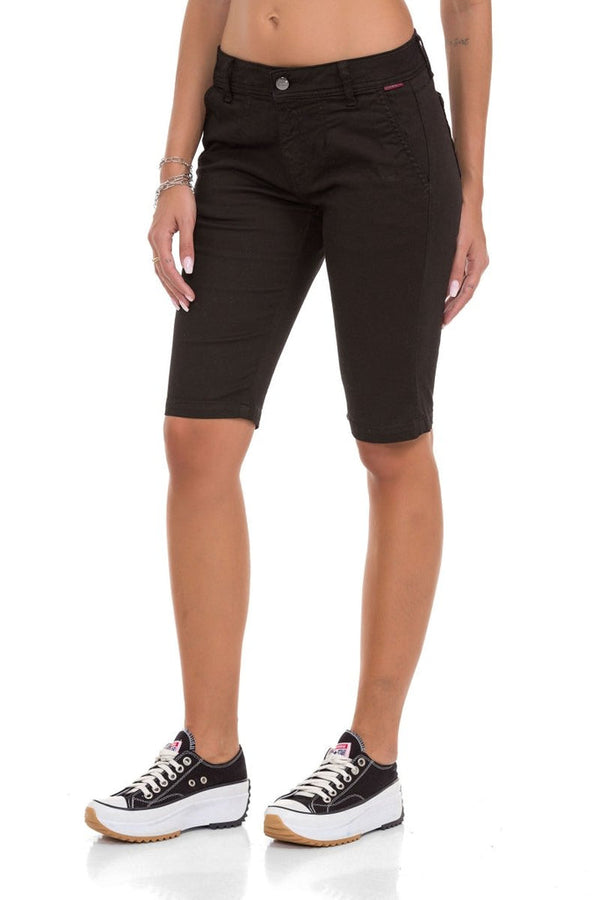 Cipo & Baxx WK186 Modern Cut Women's Capri Shorts BLACK
