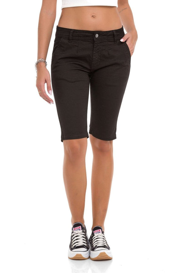Cipo & Baxx WK186 Modern Cut Women's Capri Shorts BLACK