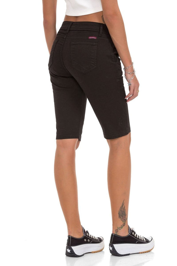 Cipo & Baxx WK186 Modern Cut Women's Capri Shorts BLACK