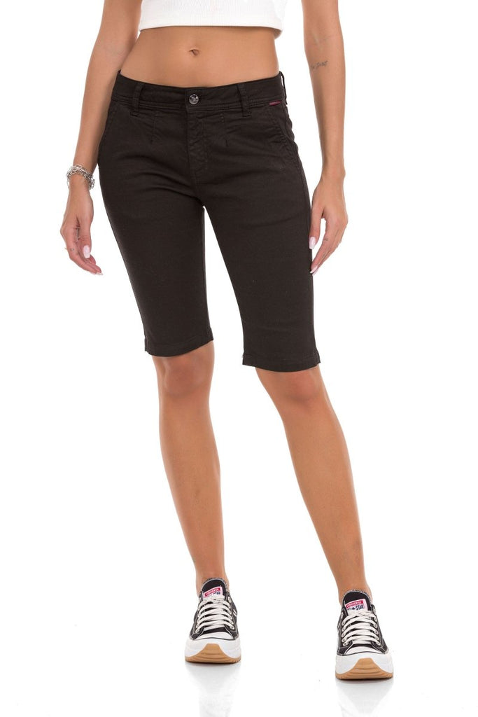 cipo & baxx WK186 Modern Cut Women's Capri Shorts BLACK