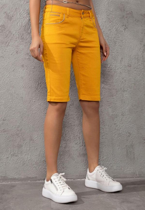 Cipo & Baxx WK196 Contrast Pocket Piping Detailed Women's Capri BEIGE