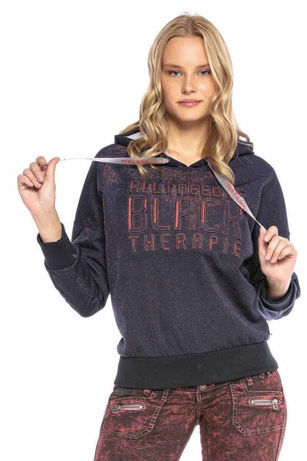 Cipo & Baxx WL246 Embossed Hooded Women's Sweatshirt NAVYBLUE