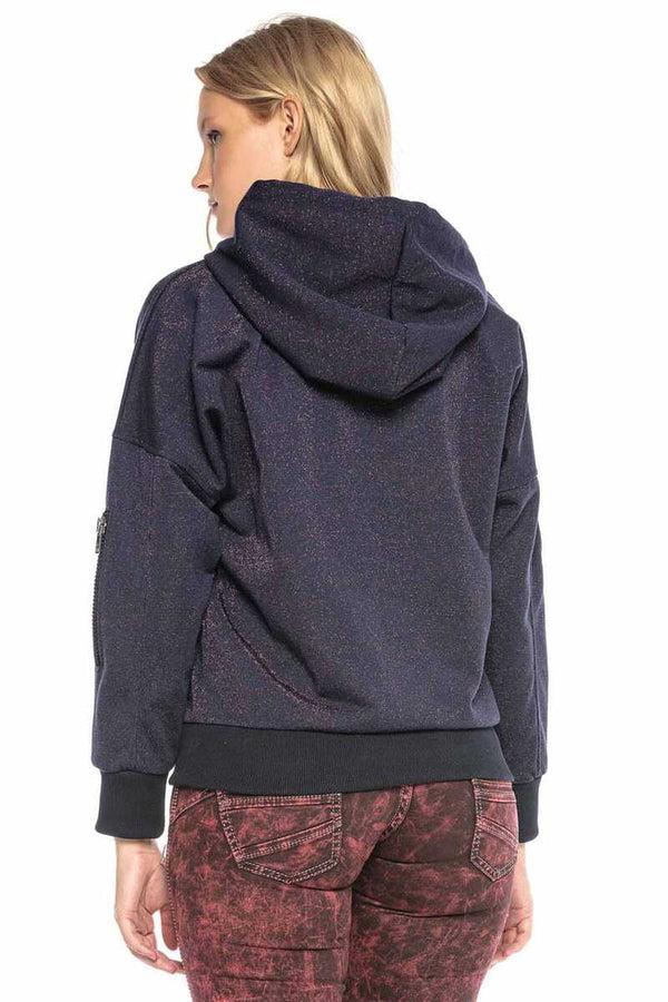 Cipo & Baxx WL246 Embossed Hooded Women's Sweatshirt NAVYBLUE