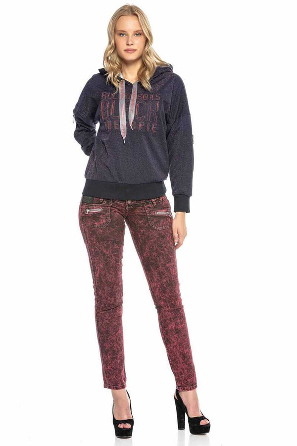 Cipo & Baxx WL246 Embossed Hooded Women's Sweatshirt NAVYBLUE