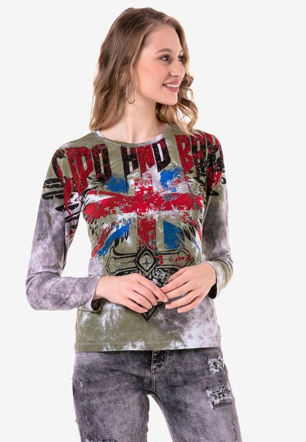 Cipo & Baxx WL282 Great Britain Printed Sweatshirt KHAKI